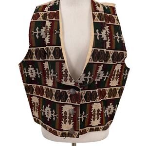 New Frontier Vintage Multicolor Southwestern Vest Size X-Large